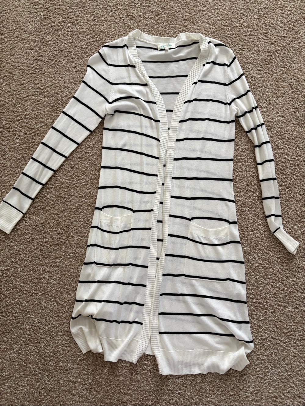 Grace & Lace White Cardigan with Black Stripes